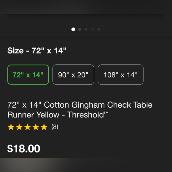 Threshold Table Runner Cotton Gingham Check 72” x 14” - Picture 4 of 8